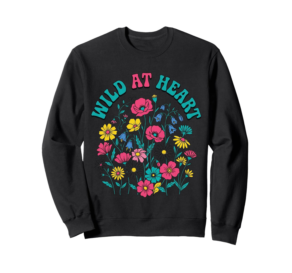 Wild Heart Flower Meadow 70S Vector Sweatshirt - Minimalist Print Unisex - T-Shirt, Sweatshirt, Hoodie