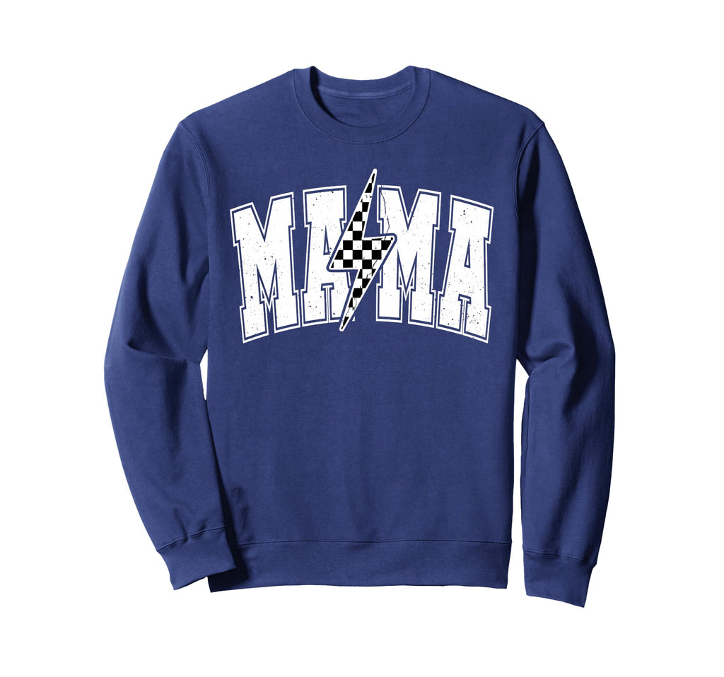 Mama Lightning Bolt Checkered Sweatshirt - Casual Everyday Wear for Adults - T-Shirt, Sweatshirt, Hoodie