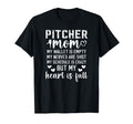 Baseball Pitcher Mom My Heart Is Full T-Shirt - Minimalist Print Men Women - T-Shirt, Sweatshirt, Hoodie