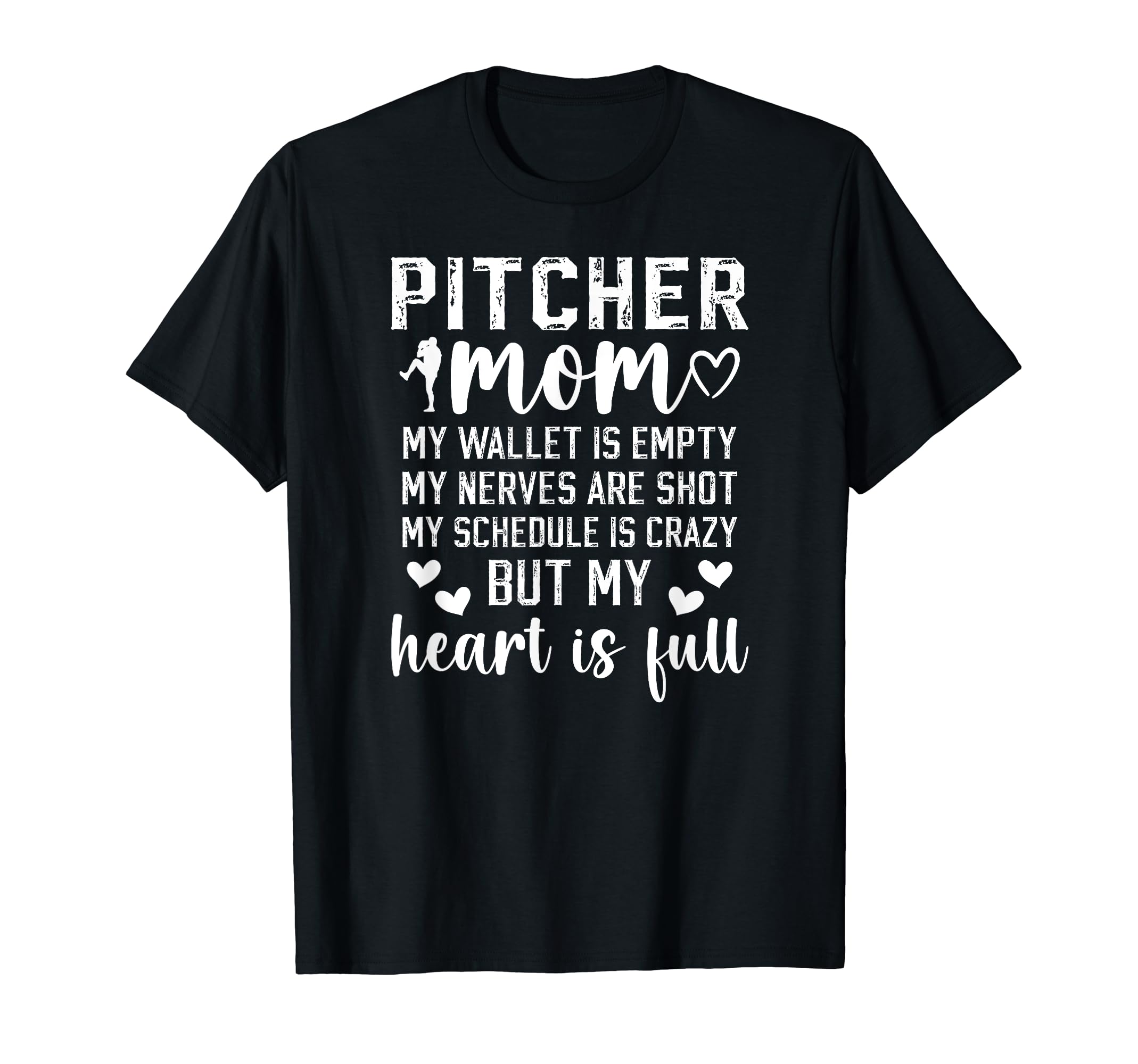 Baseball Pitcher Mom My Heart Is Full T-Shirt - Minimalist Print Men Women - T-Shirt, Sweatshirt, Hoodie