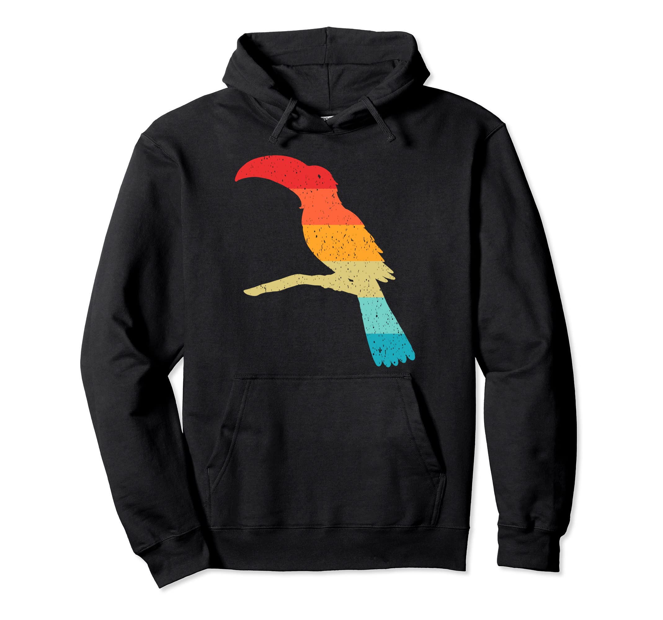 Toucan Silhouette 70S 80S Distressed Hoodie - Minimalist Print Men Women - T-Shirt, Sweatshirt, Hoodie