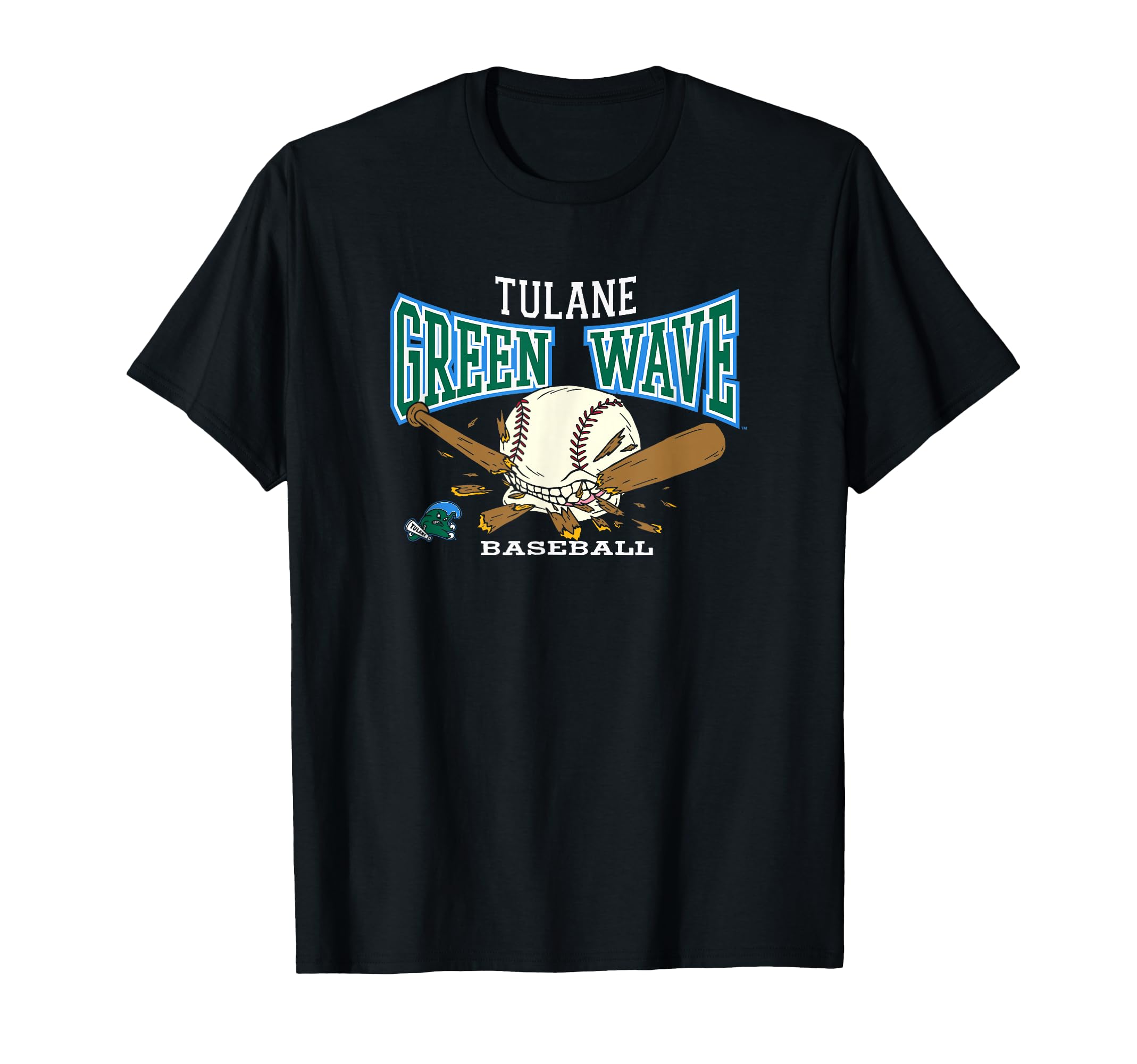 Tulane Green Wave Baseball Bite Black T-Shirt - Minimalist Print Unisex - T-Shirt, Sweatshirt, Hoodie
