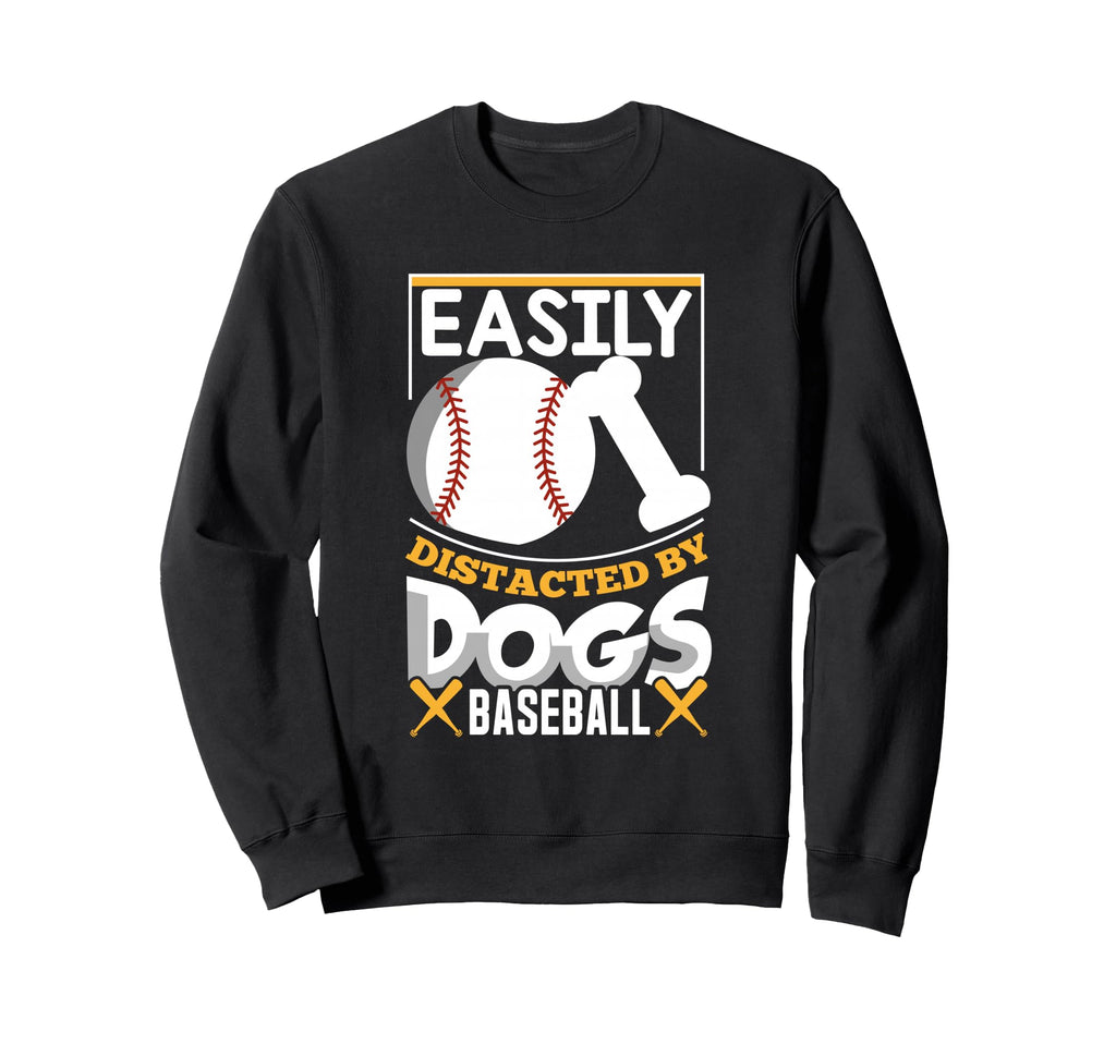Easily Distracted Dogs Baseball Sweatshirt - Minimalist Print for Adults - T-Shirt, Sweatshirt, Hoodie