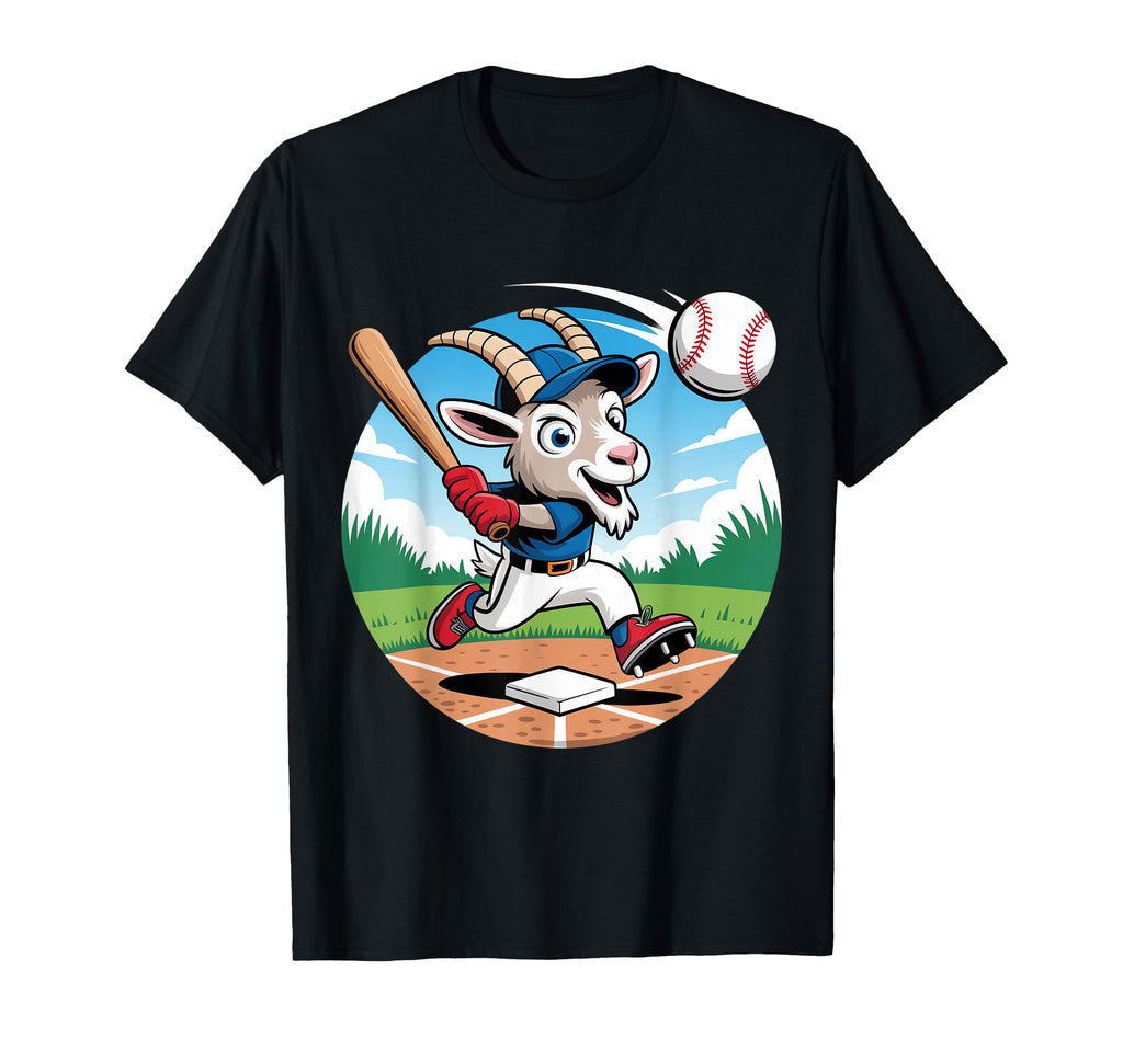 Goat Baseball Slugger Cartoon Mascot T-Shirt - Unique Graphic Unisex - T-Shirt, Sweatshirt, Hoodie