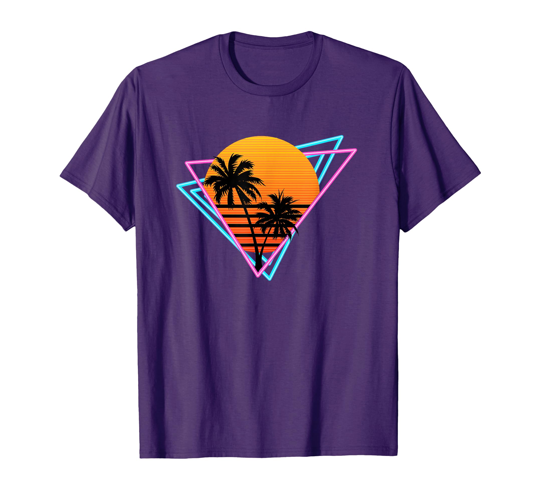 80S Palm Tree Sunset Nostalgic T-Shirt - Casual Everyday Wear for Adults - T-Shirt, Sweatshirt, Hoodie