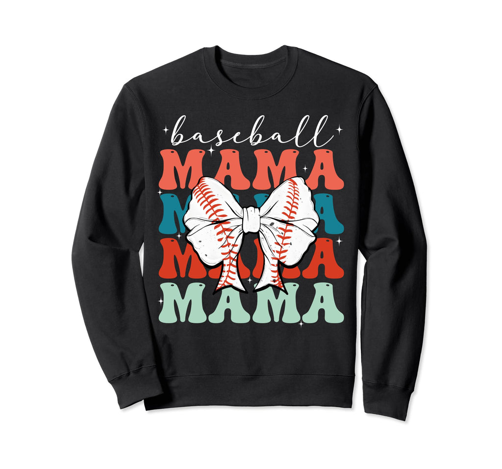 Baseball Mama Groovy Baseball Sweatshirt - Graphic Print for Adults - T-Shirt, Sweatshirt, Hoodie