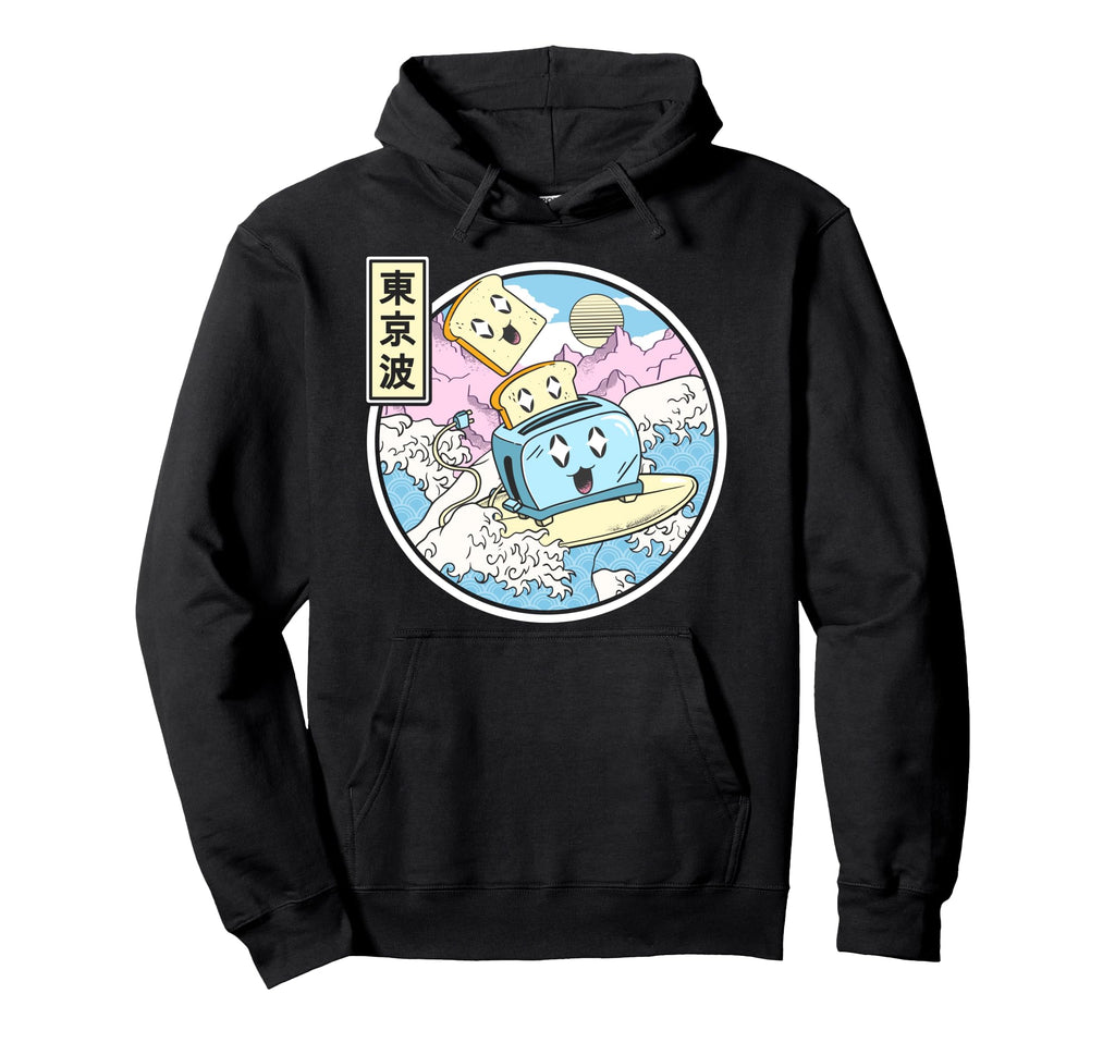 Surfing Toaster Japan Waves Kawaii Hoodie - Streetwear Style for Adults - T-Shirt, Sweatshirt, Hoodie