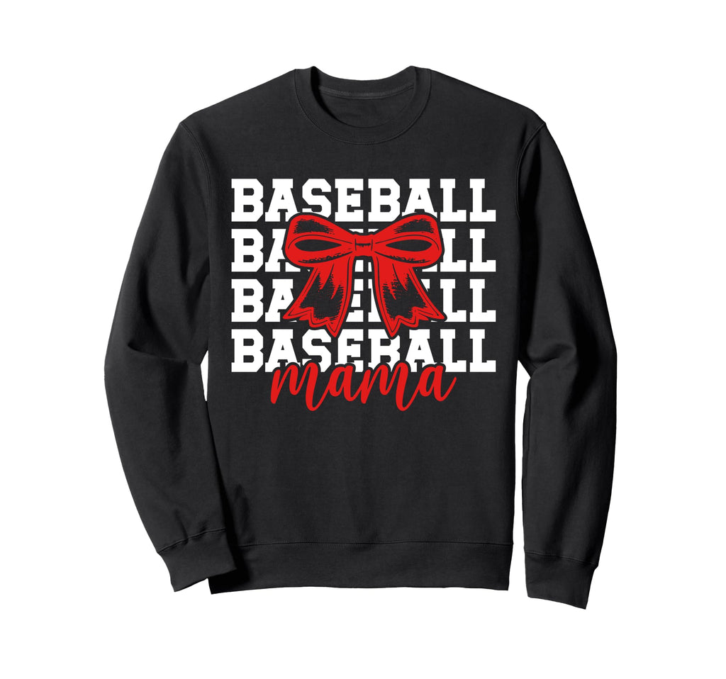 Baseball Mama Bow Baseball Mom Sweatshirt - Aesthetic Graphic for Adults - T-Shirt, Sweatshirt, Hoodie
