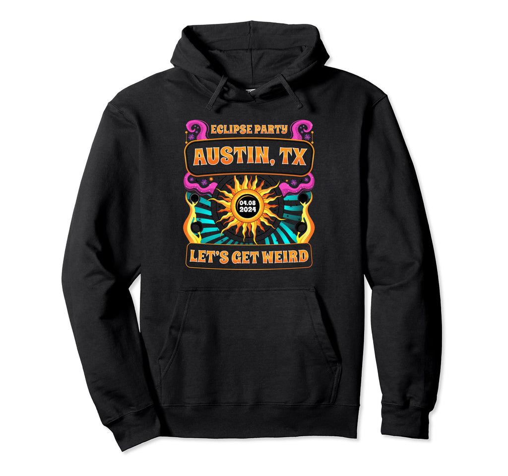 Austin Tx Total Solar Eclipse Party Hoodie - Minimalist Print for Adults - T-Shirt, Sweatshirt, Hoodie