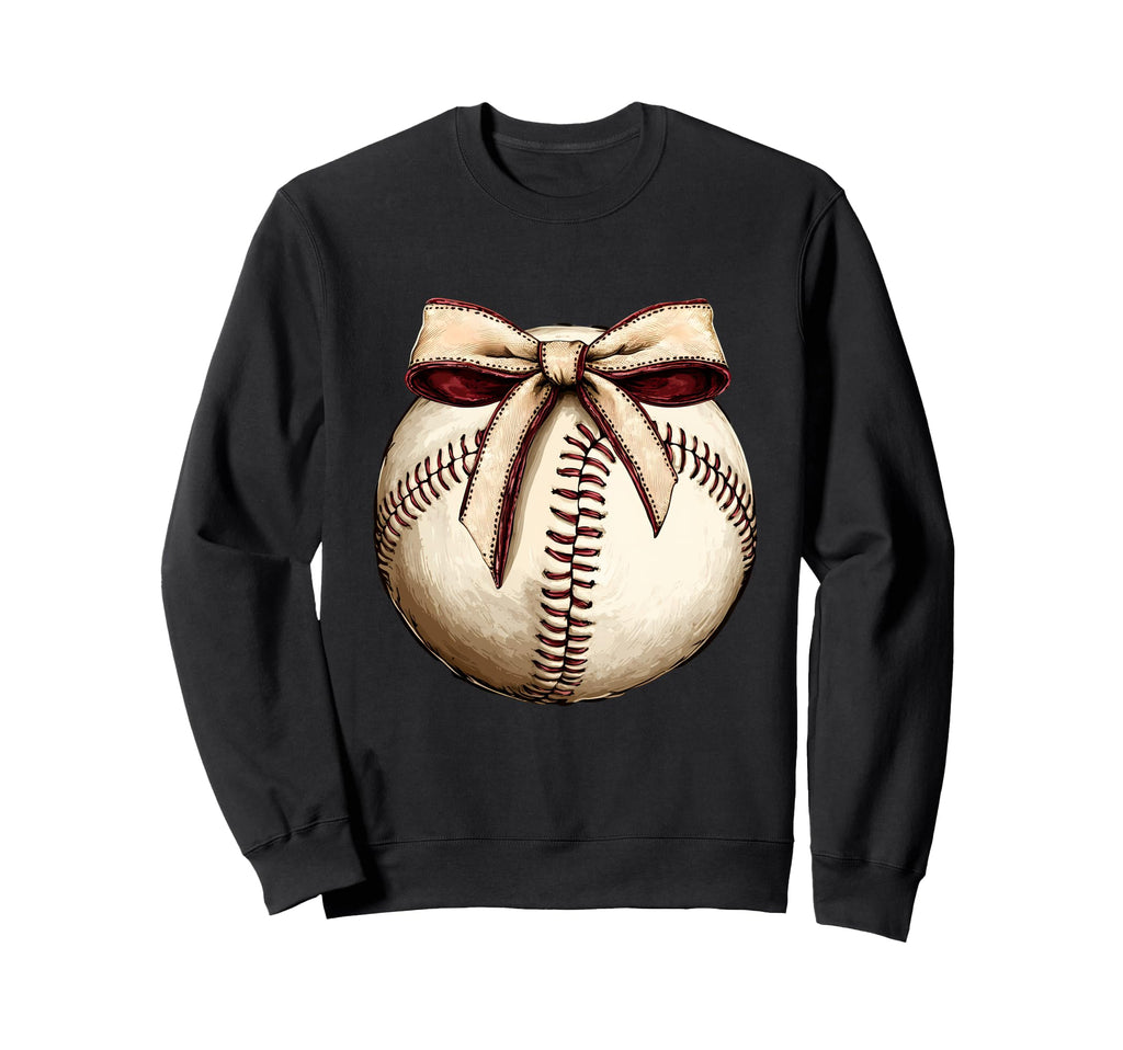 Baseball Coquette Bow Baseball Mom Sweatshirt - Unique Graphic Unisex - T-Shirt, Sweatshirt, Hoodie