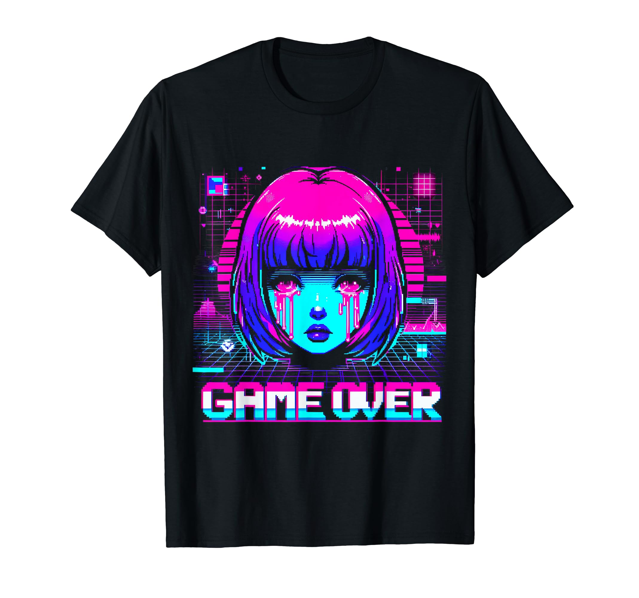 Sad Anime Japanese Vaporwave Aesthetic T-Shirt - Novelty Apparel for Adults - T-Shirt, Sweatshirt, Hoodie