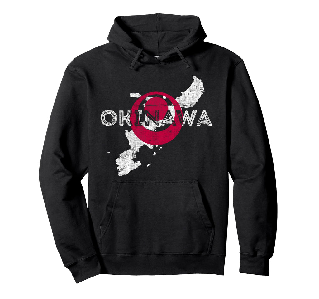 Okinawa Map And Flag Distressed Japan Hoodie - Graphic Print Unisex - T-Shirt, Sweatshirt, Hoodie