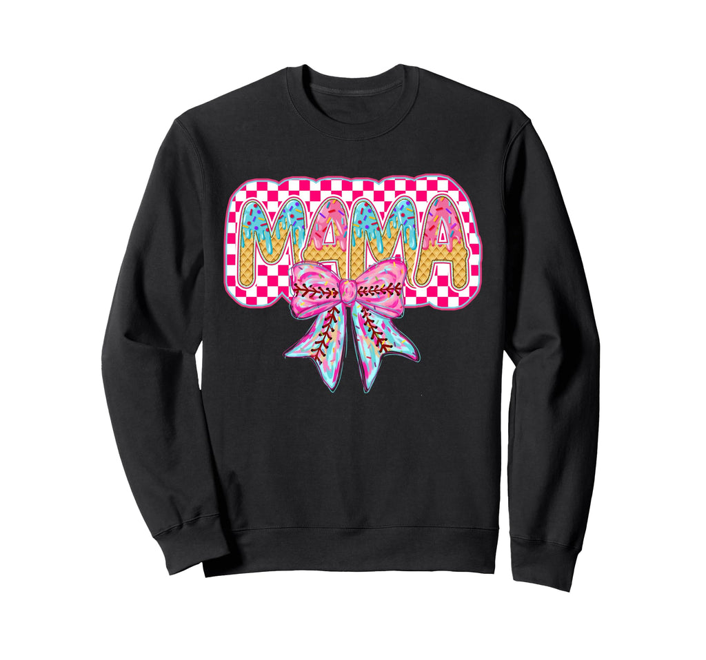 Checkered Baseball Ice Cream Drip Sweatshirt - Trendy Graphic for Adults - T-Shirt, Sweatshirt, Hoodie