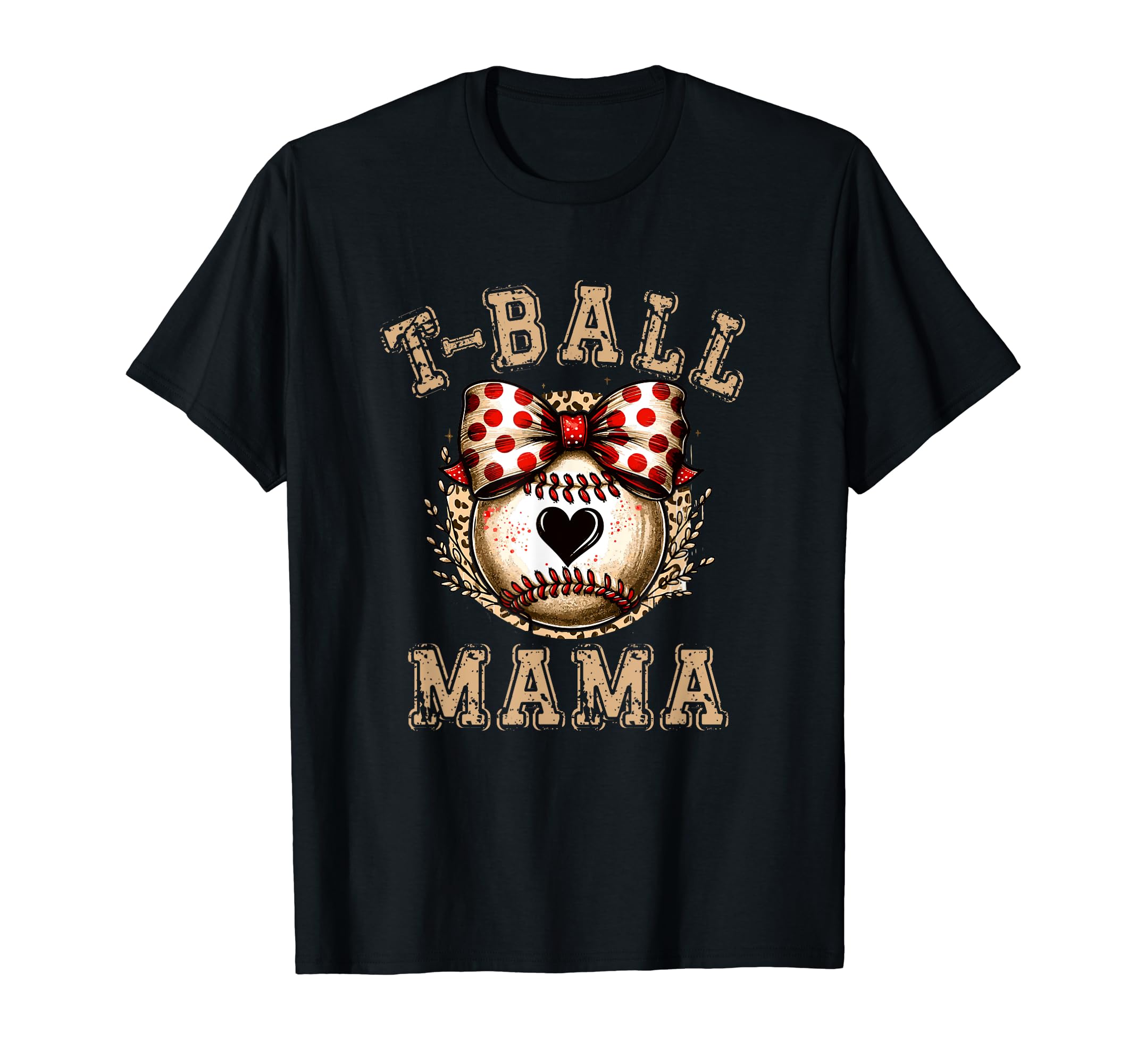 T Ball Mama Ball Bow Baseball Teen T-Shirt - Unique Graphic for Adults - T-Shirt, Sweatshirt, Hoodie