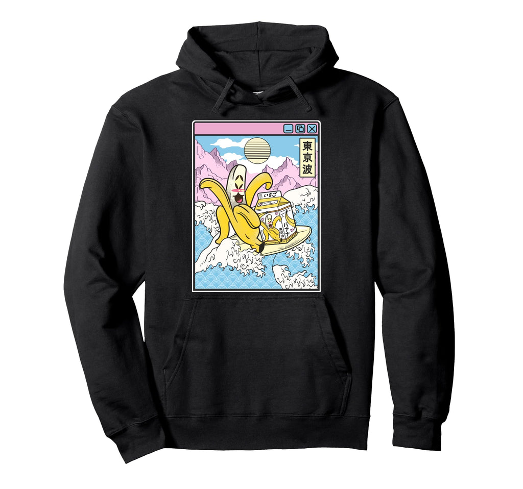Banana Milk Carton Surfing Japan Hoodie - Aesthetic Graphic for Adults - T-Shirt, Sweatshirt, Hoodie