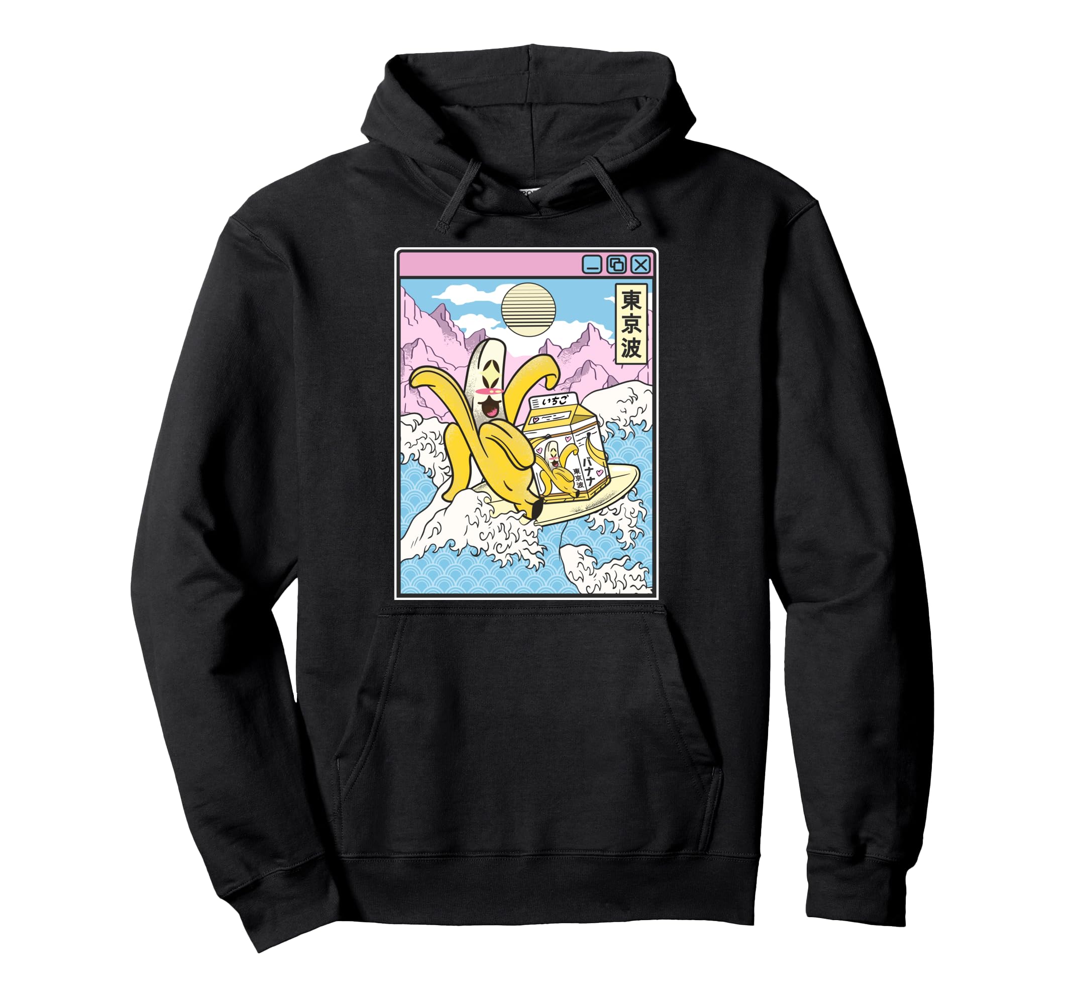 Banana Milk Carton Surfing Japan Hoodie - Aesthetic Graphic for Adults - T-Shirt, Sweatshirt, Hoodie