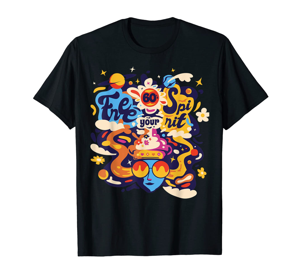Free Your Spirit 60S Boho Peace Love T-Shirt - Novelty Apparel Unisex - T-Shirt, Sweatshirt, Hoodie