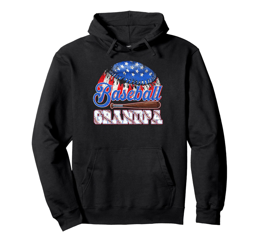 Baseball Grandpa Usa Flag Fathers Day Hoodie - Custom Art Print Men Women - T-Shirt, Sweatshirt, Hoodie