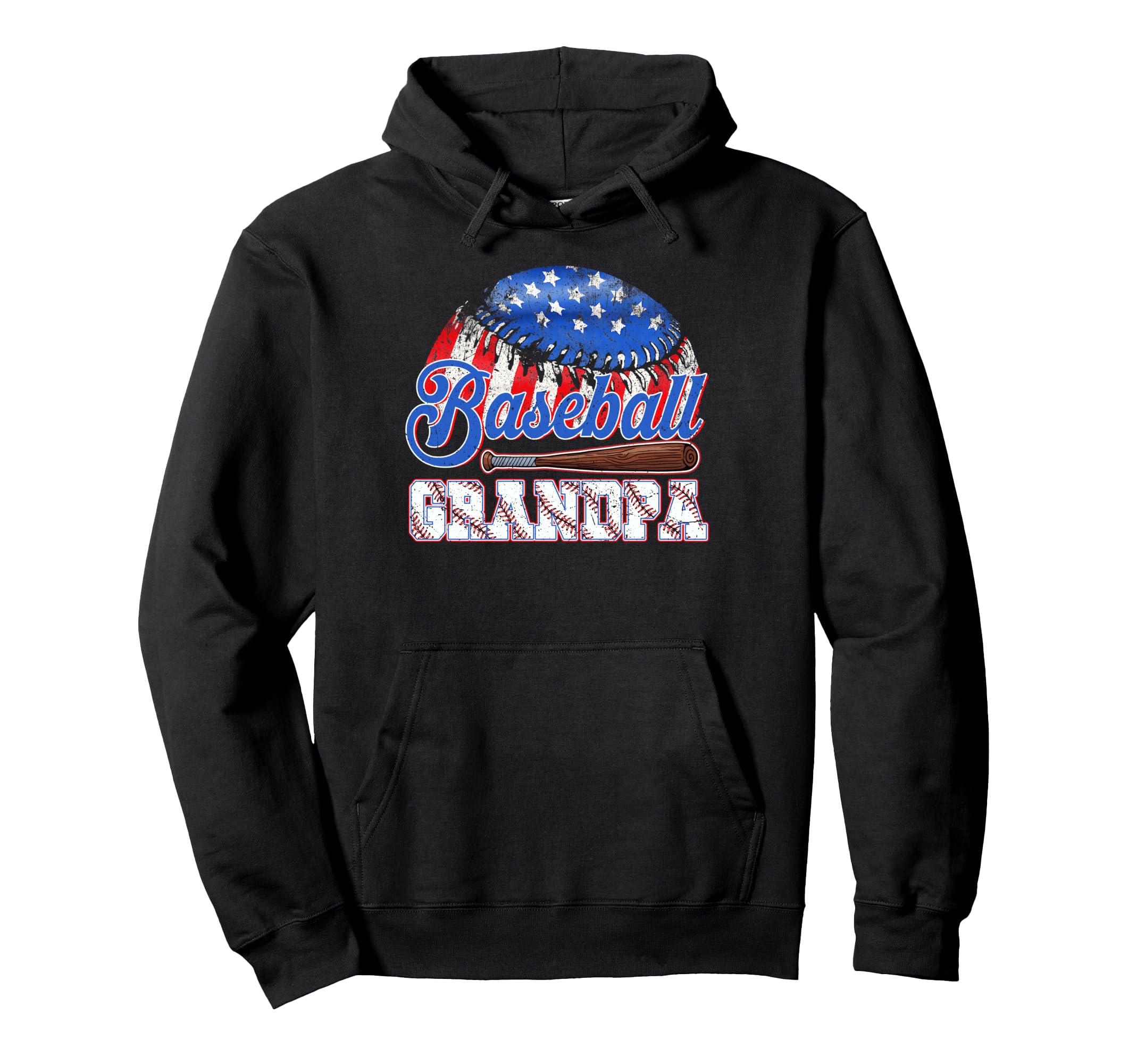 Baseball Grandpa Usa Flag Fathers Day Hoodie - Custom Art Print Men Women - T-Shirt, Sweatshirt, Hoodie