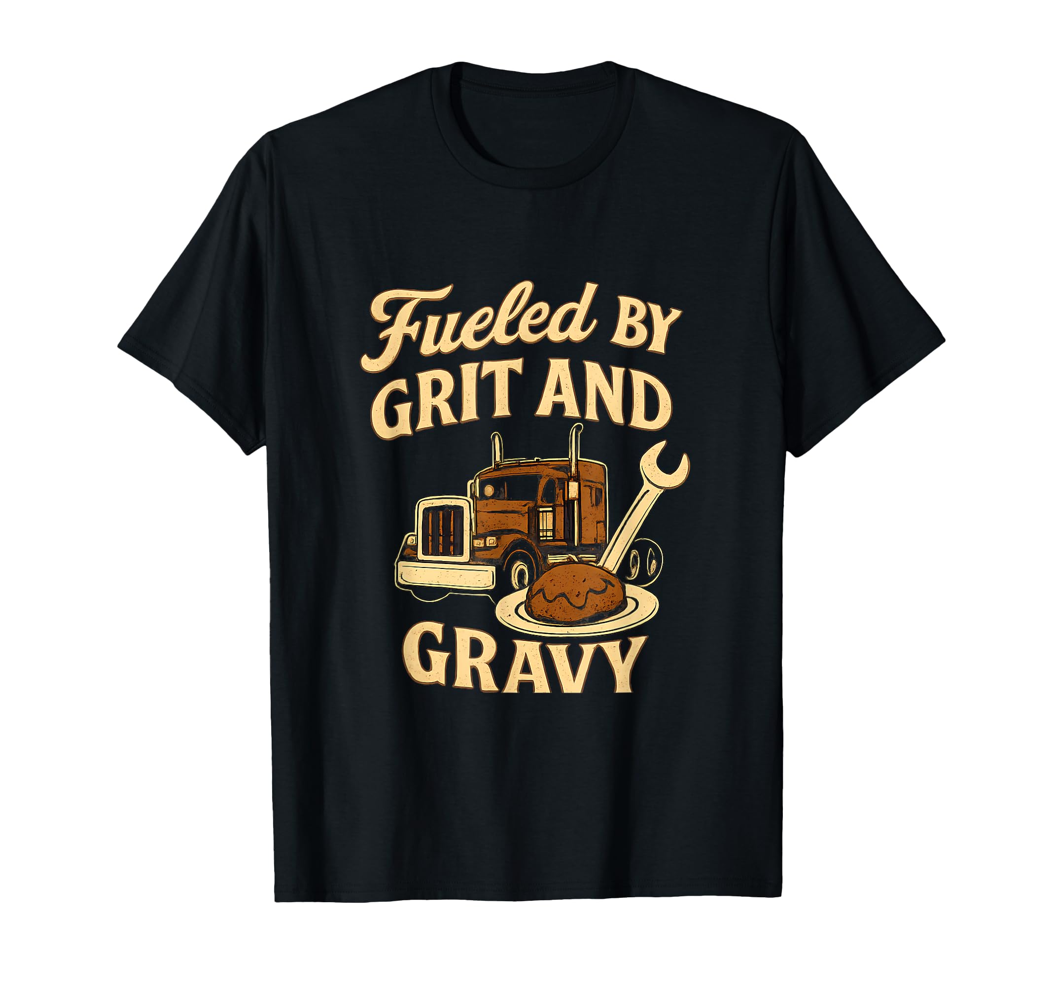 Fueled Grit And Gravy Diner Truck Driver T-Shirt - Graphic Print Unisex - T-Shirt, Sweatshirt, Hoodie