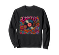 Groovy Vinyl Record 70S Flower Art Sweatshirt - Graphic Print for Adults - T-Shirt, Sweatshirt, Hoodie