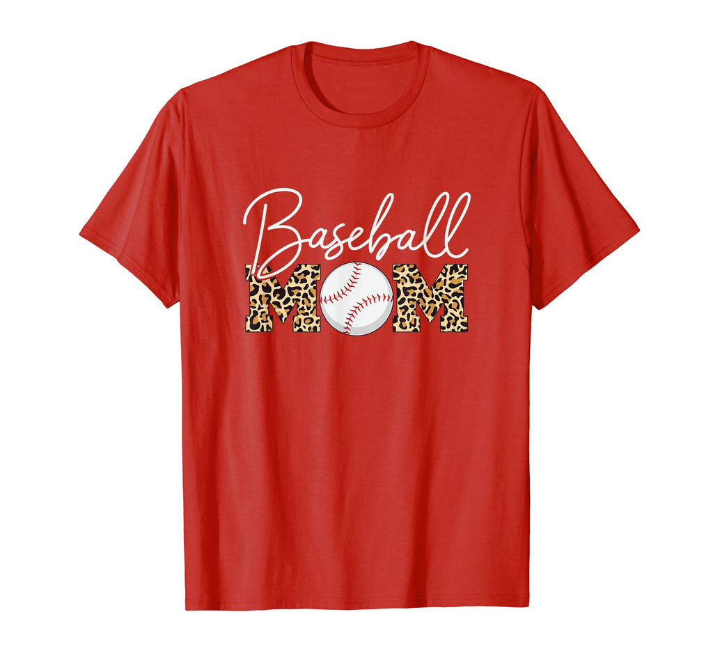 Baseball Mom Leopard Red T-Shirt - Custom Art Print for Adults - T-Shirt, Sweatshirt, Hoodie