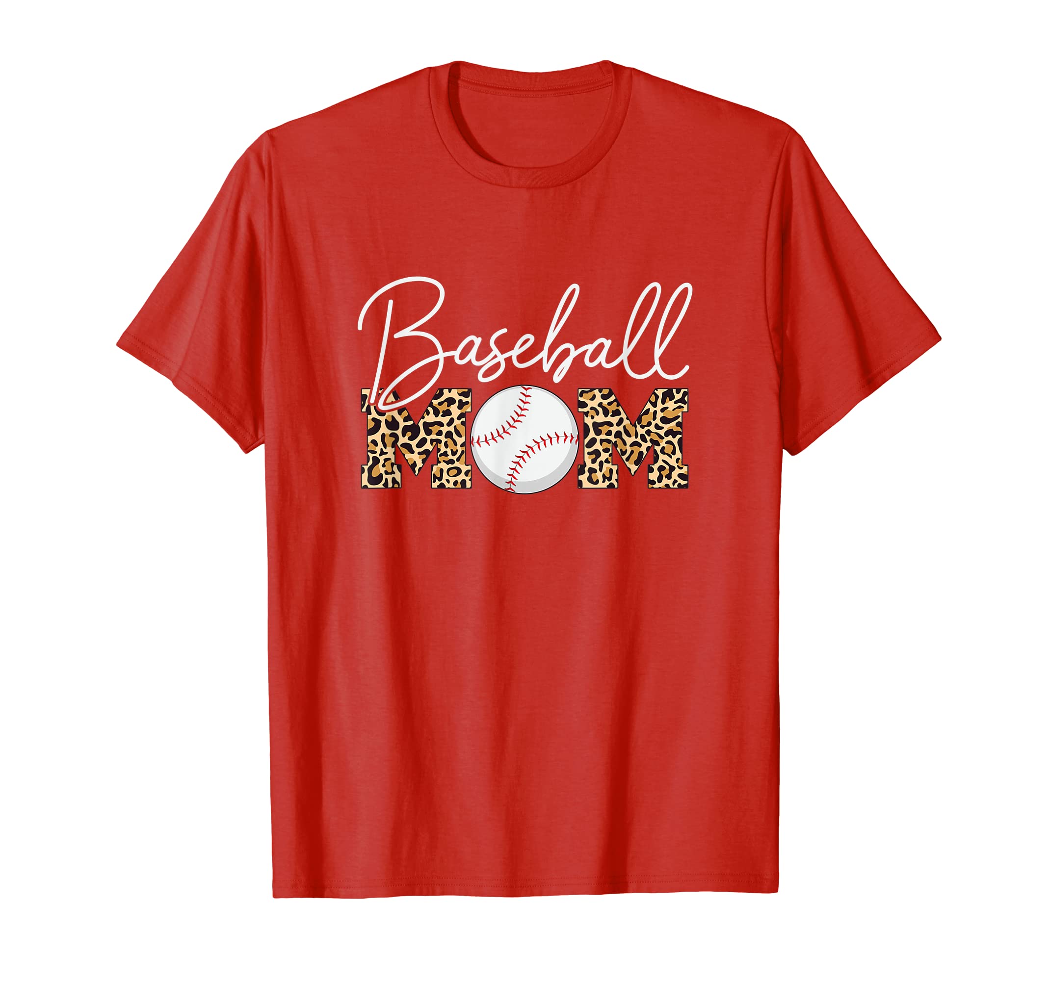 Baseball Mom Leopard Red T-Shirt - Custom Art Print for Adults - T-Shirt, Sweatshirt, Hoodie
