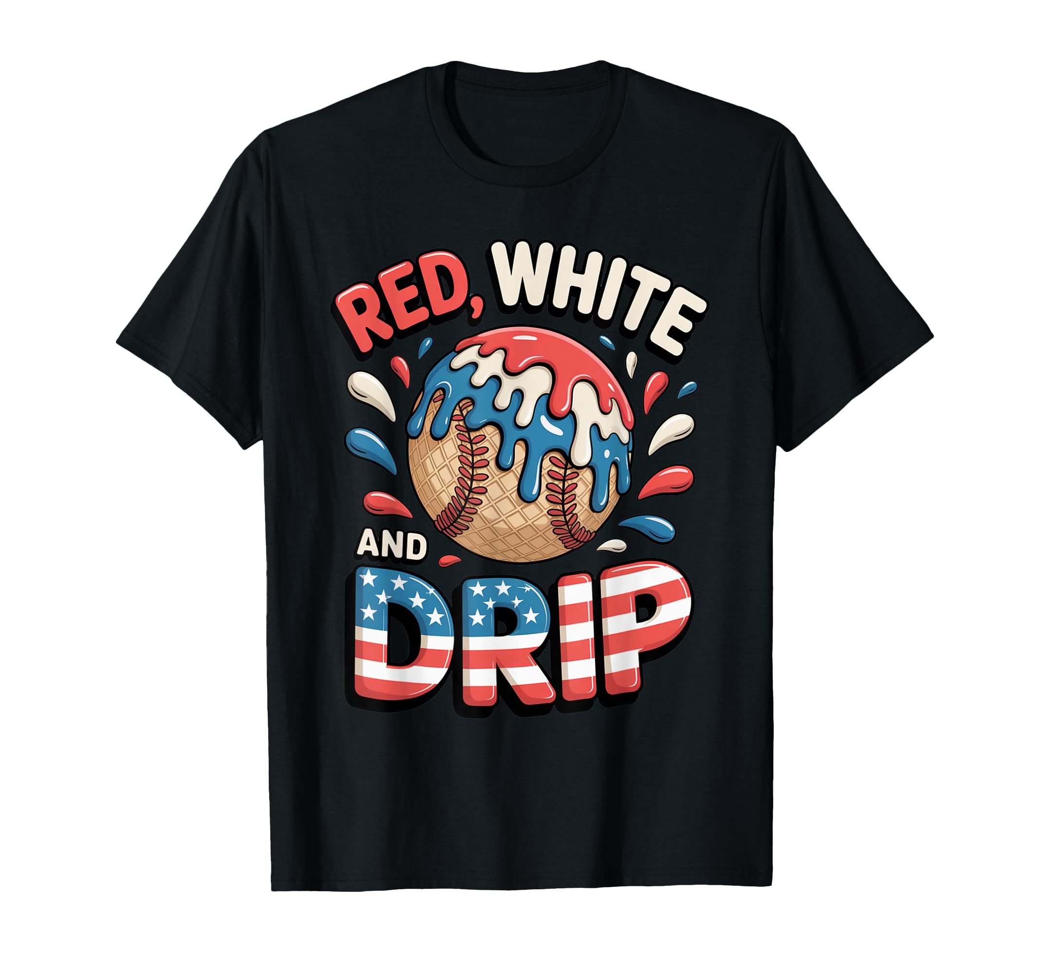 July 4Th Red White Blue Ice Cream Drip T-Shirt - Graphic Print for Adults - T-Shirt, Sweatshirt, Hoodie