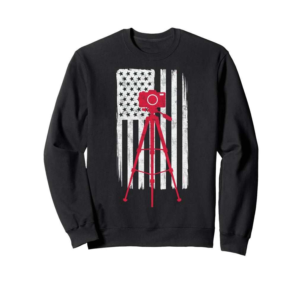 Us Flag Photo Camera Photographer Sweatshirt - Graphic Print Unisex - T-Shirt, Sweatshirt, Hoodie