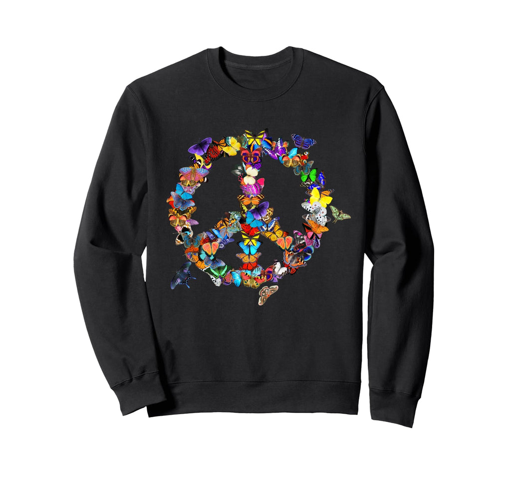 Butterfly Peace Sign 60S 70S Sweatshirt - Aesthetic Graphic for Adults - T-Shirt, Sweatshirt, Hoodie