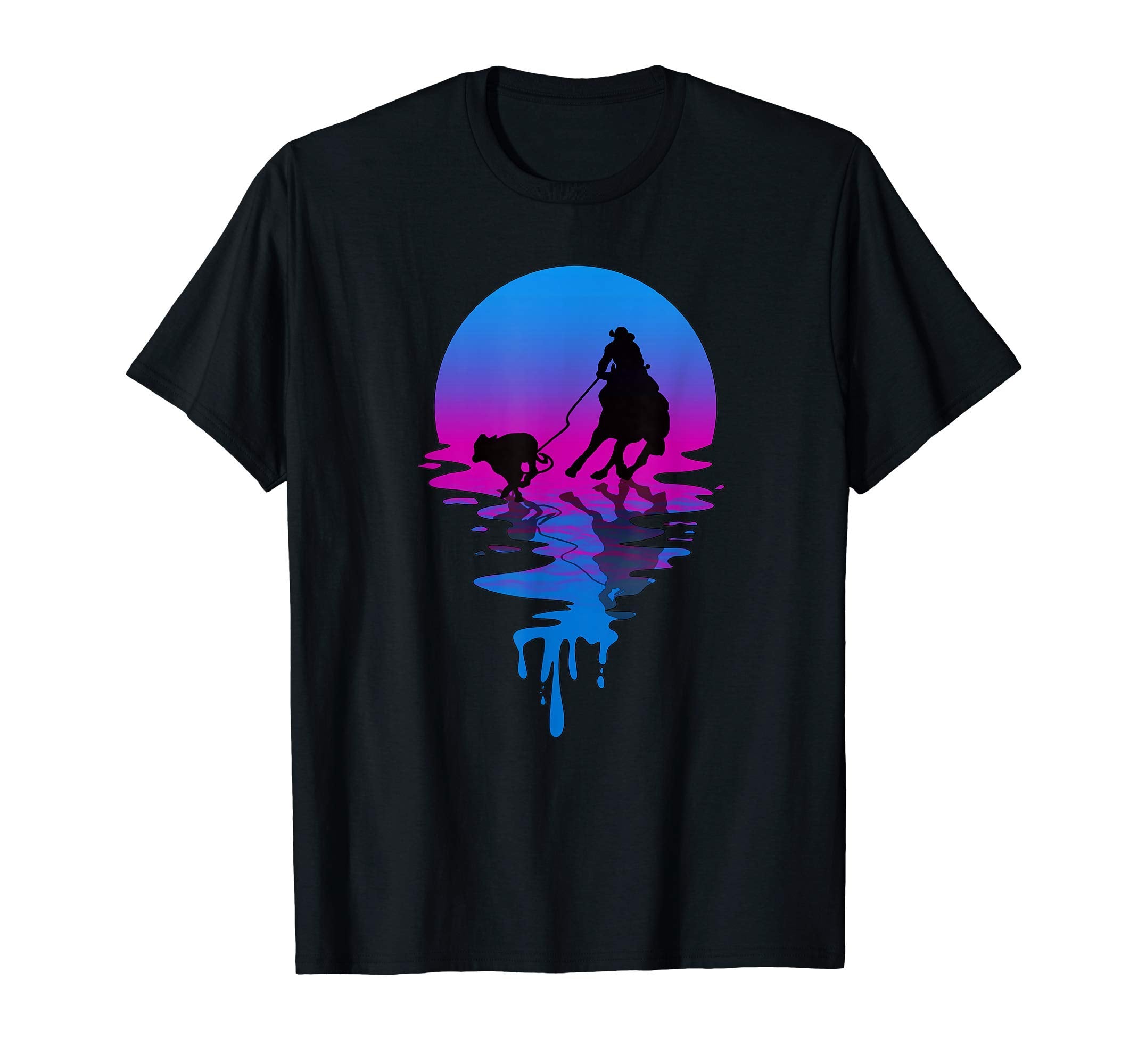 Sunset Calf Roper T-Shirt - Minimalist Print Men Women - T-Shirt, Sweatshirt, Hoodie