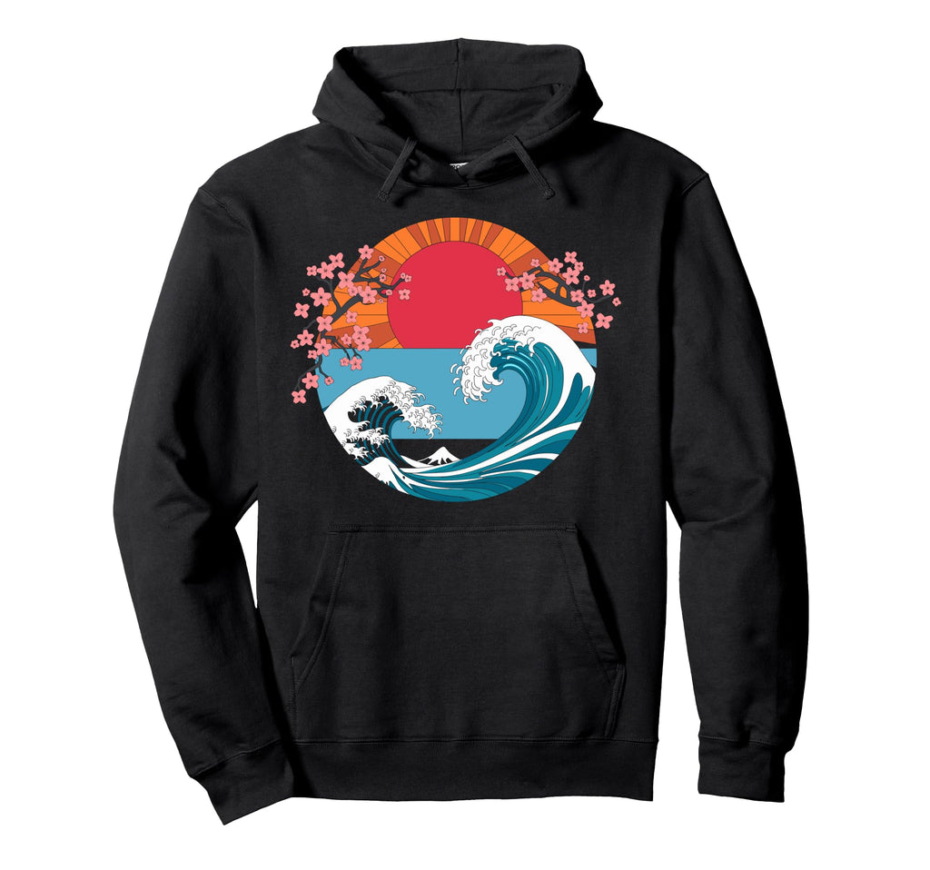 Big Wave Vaporwave Aesthetic 80S Anime Hoodie - Trendy Graphic Unisex - T-Shirt, Sweatshirt, Hoodie