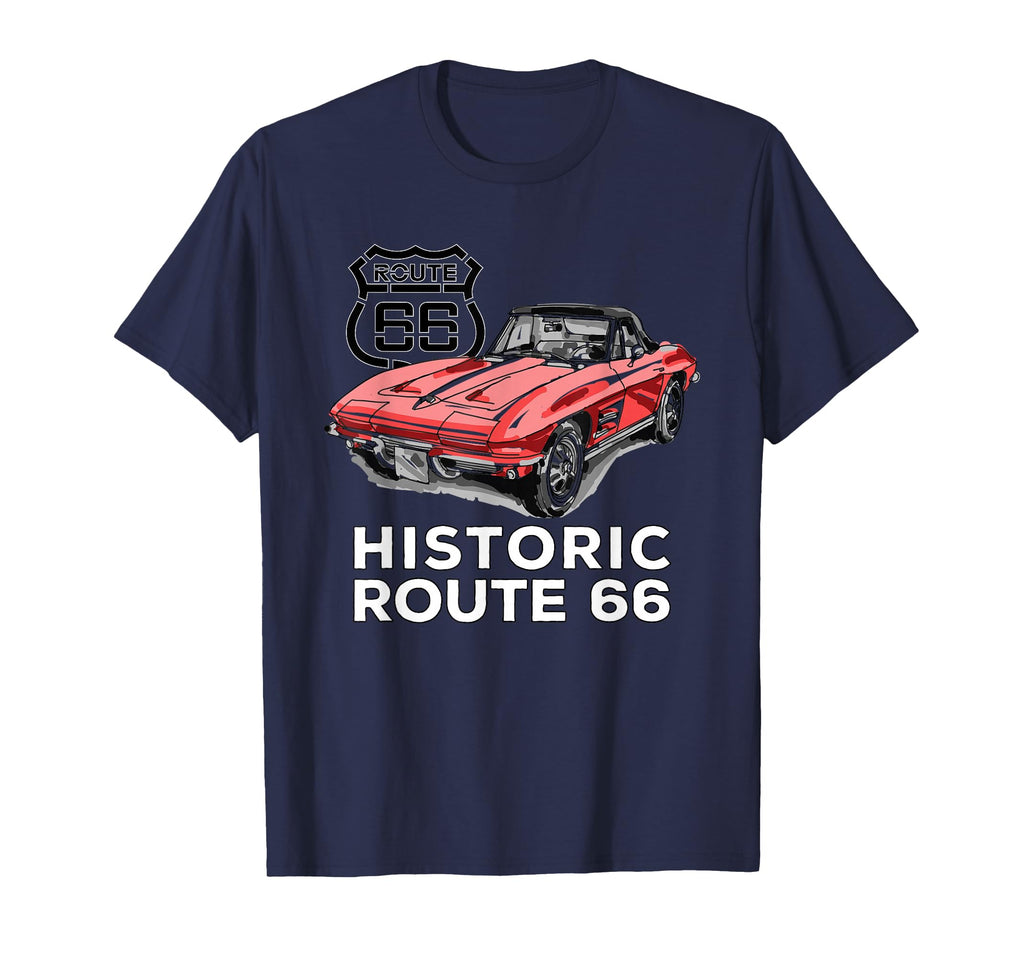 Route 66 Historic Sports Car T-Shirt - Trendy Graphic for Adults - T-Shirt, Sweatshirt, Hoodie