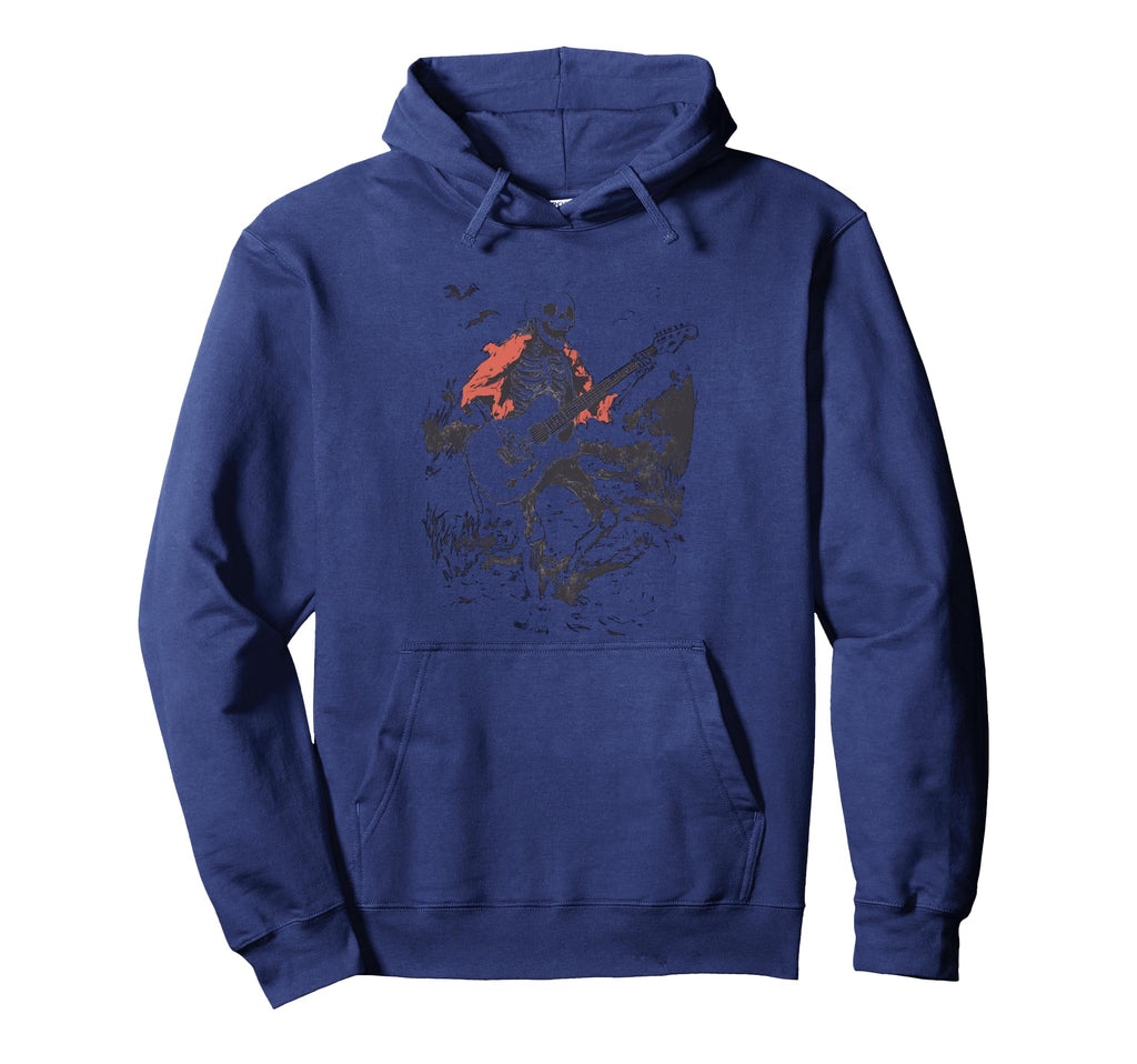 Dancing Skeleton Playing Guitar Boho Hoodie - Fun Novelty Design Men Women - T-Shirt, Sweatshirt, Hoodie