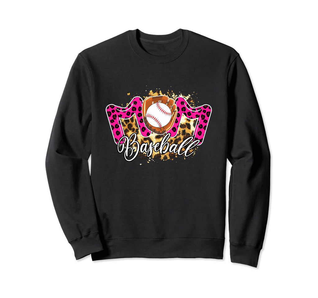 Baseball Mom Leopard Mothers Day Sweatshirt - Novelty Apparel for Adults - T-Shirt, Sweatshirt, Hoodie