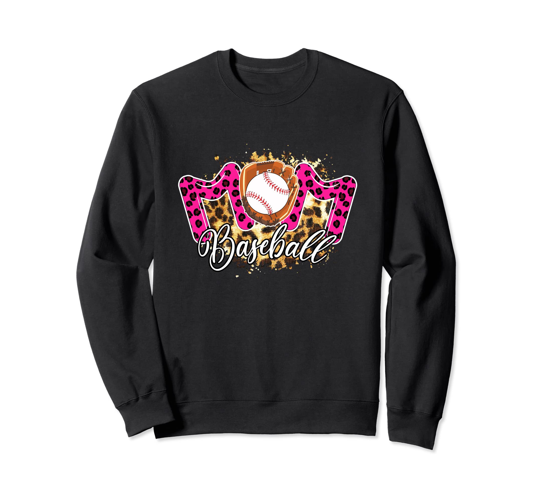 Baseball Mom Leopard Mothers Day Sweatshirt - Novelty Apparel for Adults - T-Shirt, Sweatshirt, Hoodie