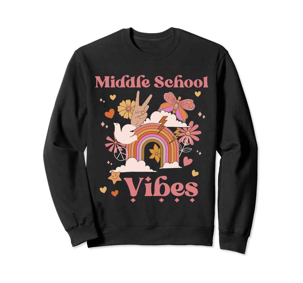 Middle School Vibes Groovy Boho Sweatshirt - Aesthetic Graphic for Adults - T-Shirt, Sweatshirt, Hoodie