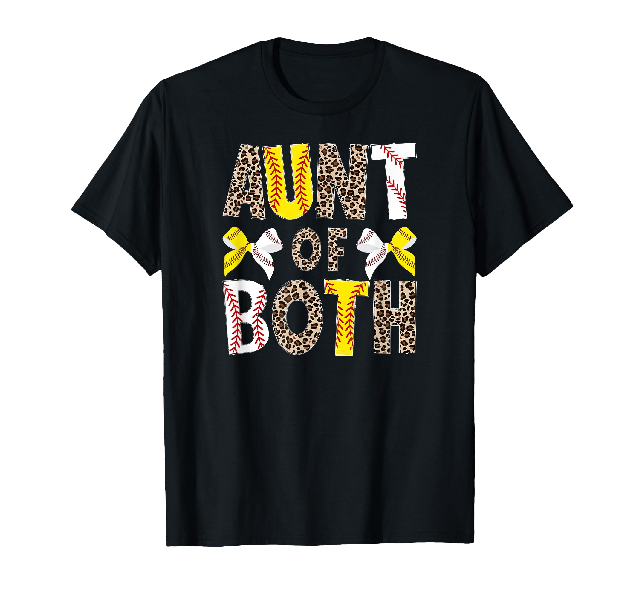 Aunt Both Leopard Softball Baseball Aunt T-Shirt - Trendy Graphic Men Women - T-Shirt, Sweatshirt, Hoodie