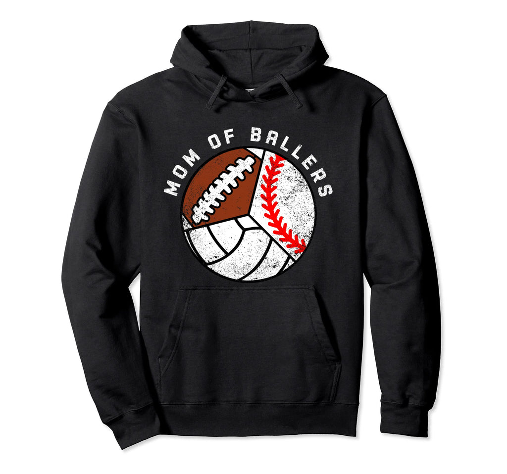 Mom Ballers Funny Baseball Volleyball Hoodie - Custom Art Print Men Women - T-Shirt, Sweatshirt, Hoodie