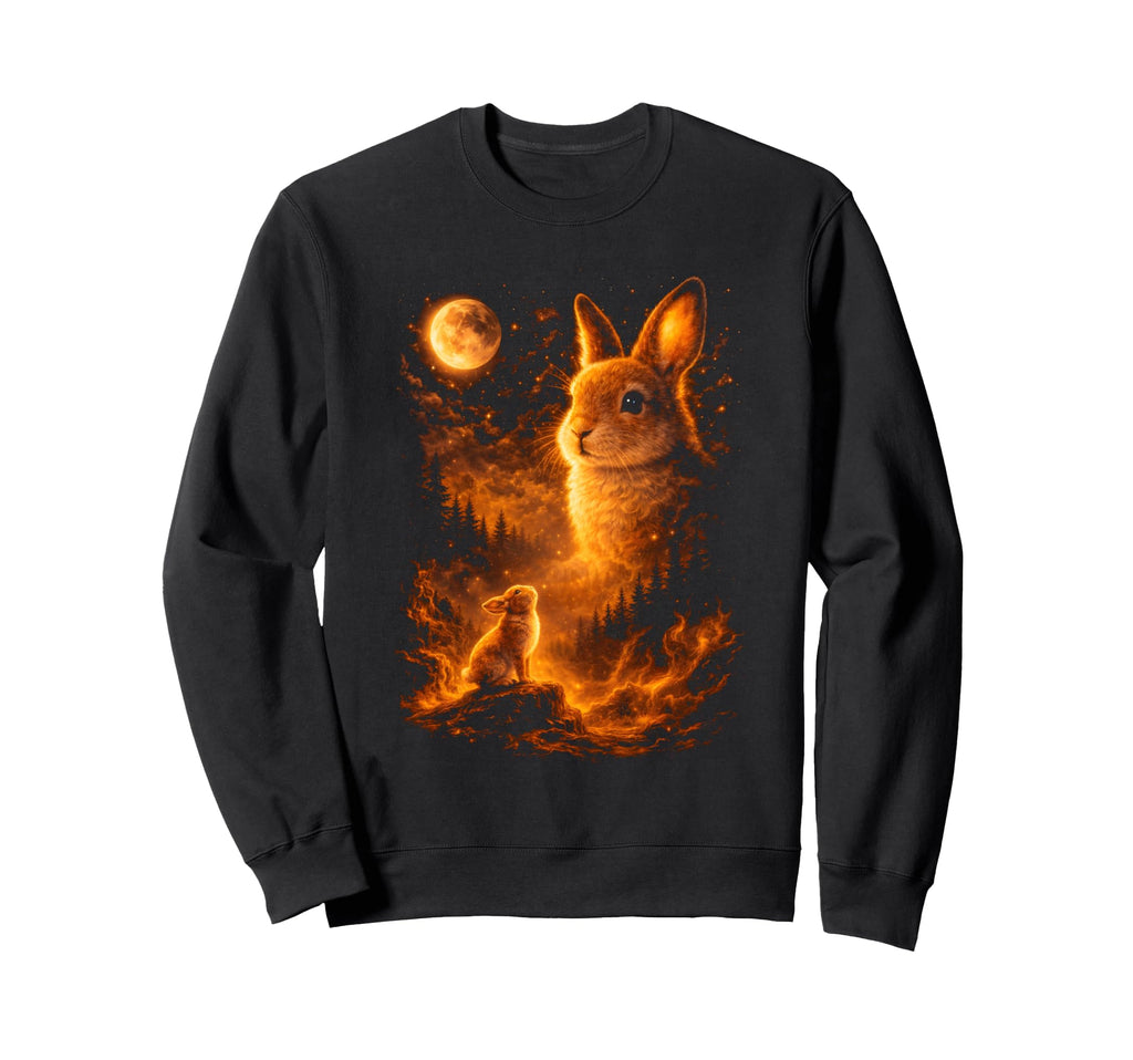 Bunny Howling To Moon 90S Moon Sweatshirt - Unique Graphic Men Women - T-Shirt, Sweatshirt, Hoodie