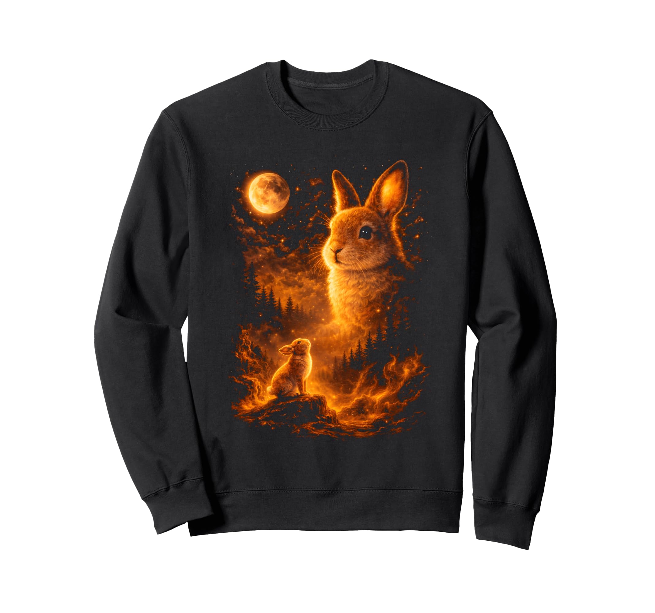 Bunny Howling To Moon 90S Moon Sweatshirt - Unique Graphic Men Women - T-Shirt, Sweatshirt, Hoodie