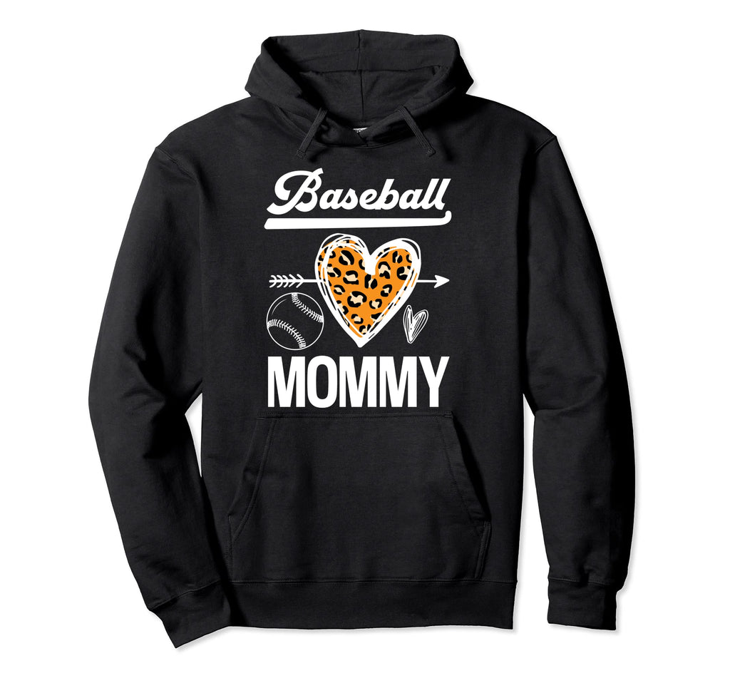 Baseball Mommy Leopard Baseball Hoodie - Fun Novelty Design Men Women - T-Shirt, Sweatshirt, Hoodie