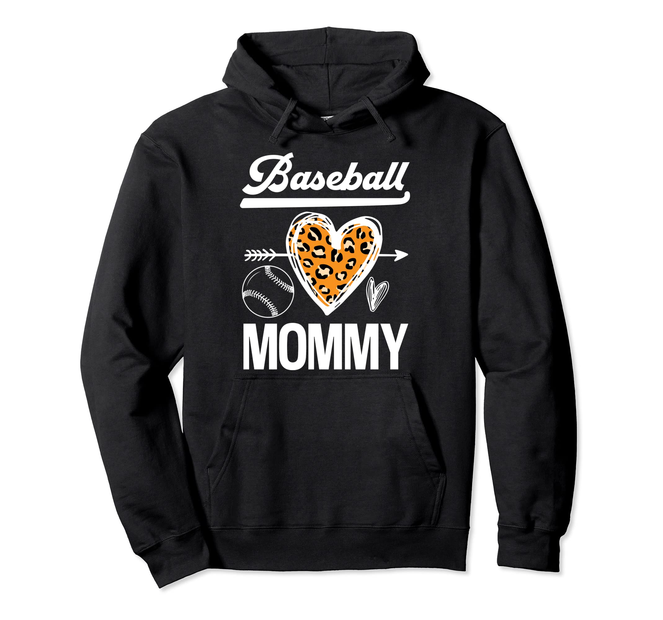 Baseball Mommy Leopard Baseball Hoodie - Fun Novelty Design Men Women - T-Shirt, Sweatshirt, Hoodie