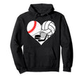 Baseball Volleyball Hockey Heart Funny Hoodie - Unique Graphic Men Women - T-Shirt, Sweatshirt, Hoodie