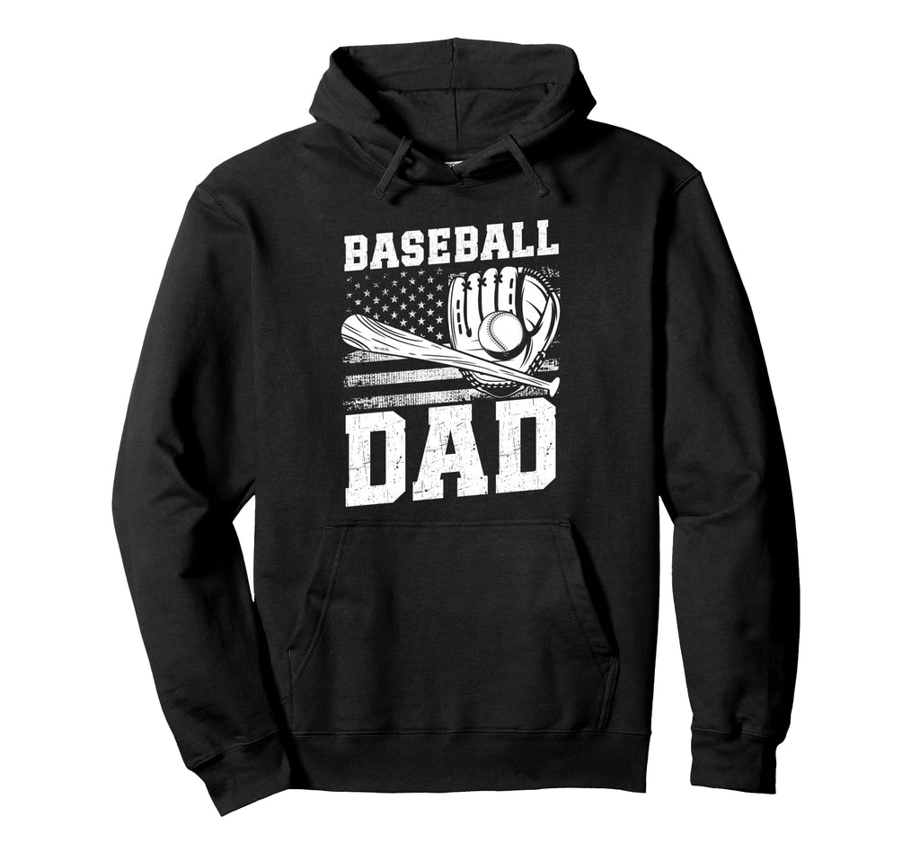 Baseball Dad Usa Flag Hoodie - Custom Art Print Men Women - T-Shirt, Sweatshirt, Hoodie