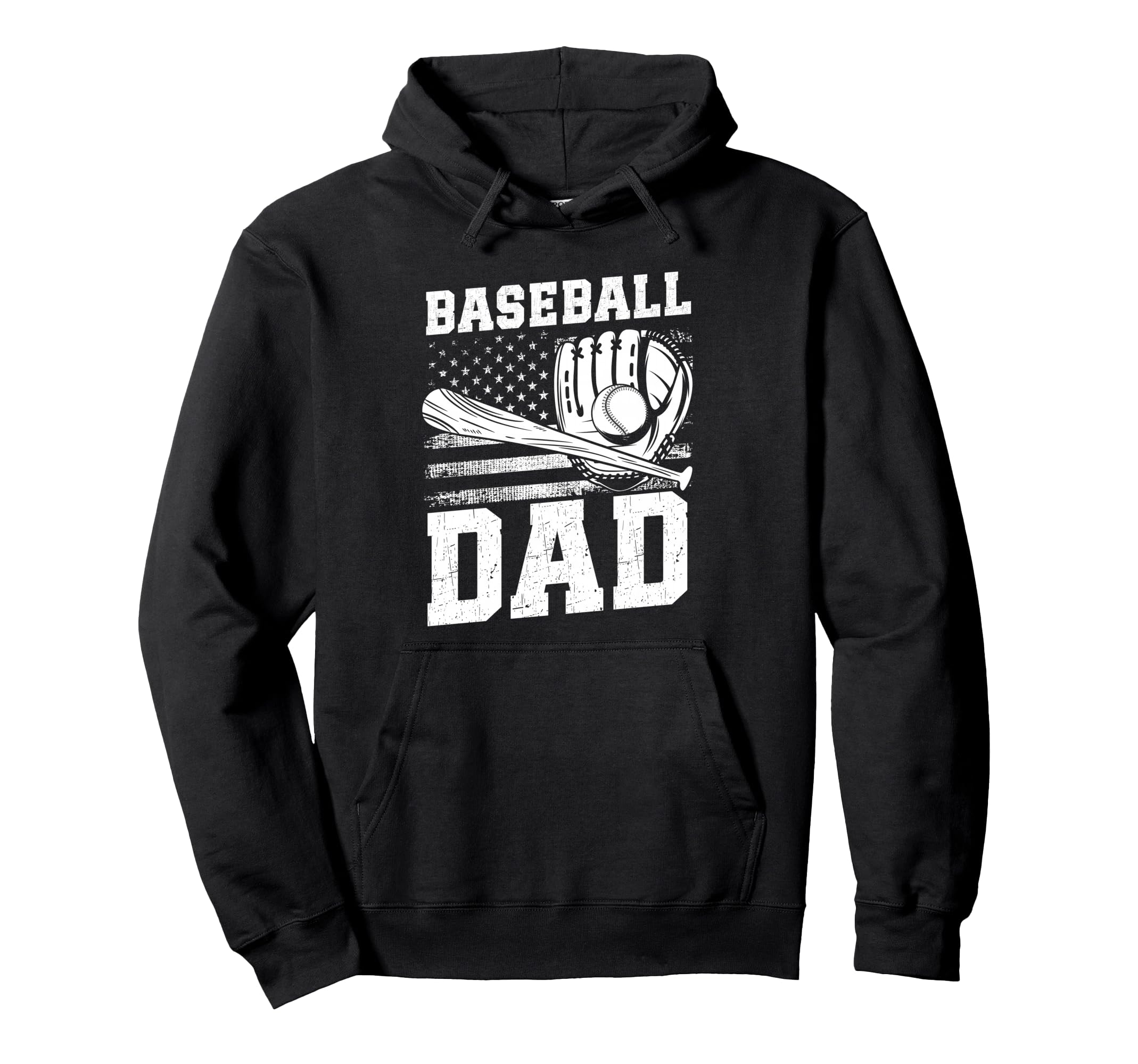 Baseball Dad Usa Flag Hoodie - Custom Art Print Men Women - T-Shirt, Sweatshirt, Hoodie