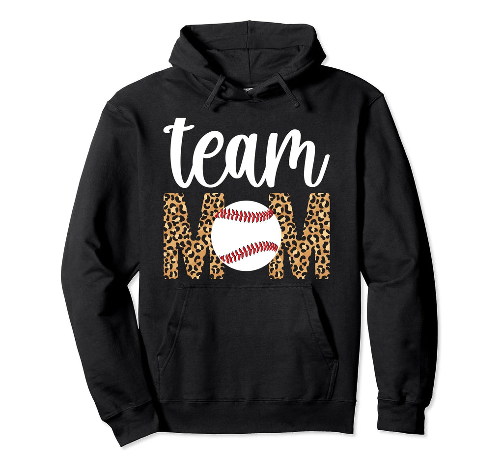 Team Mom Leopard Baseball Team Mom Hoodie - Minimalist Print for Adults - T-Shirt, Sweatshirt, Hoodie