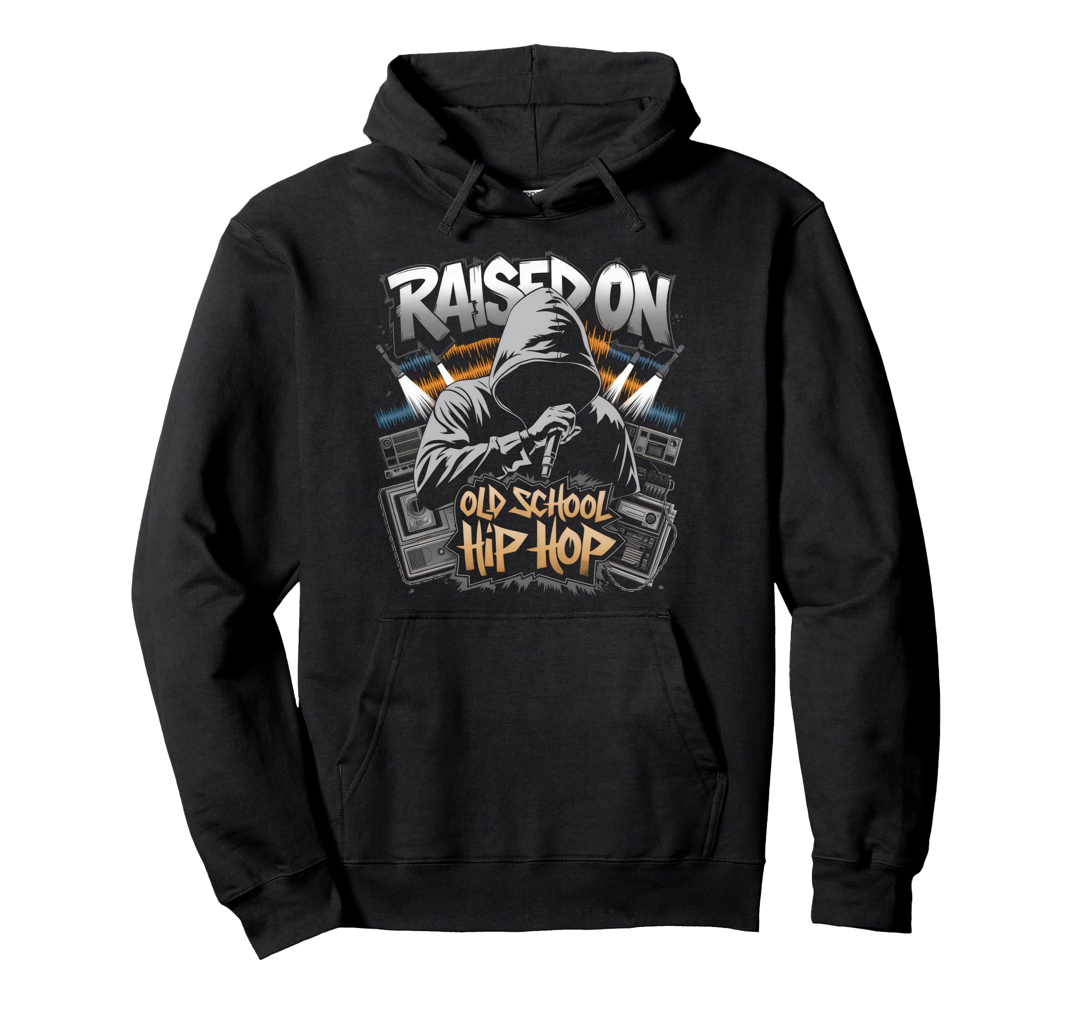 Raised Old School Hip Hop Cassette Hoodie - Graphic Print for Adults - T-Shirt, Sweatshirt, Hoodie
