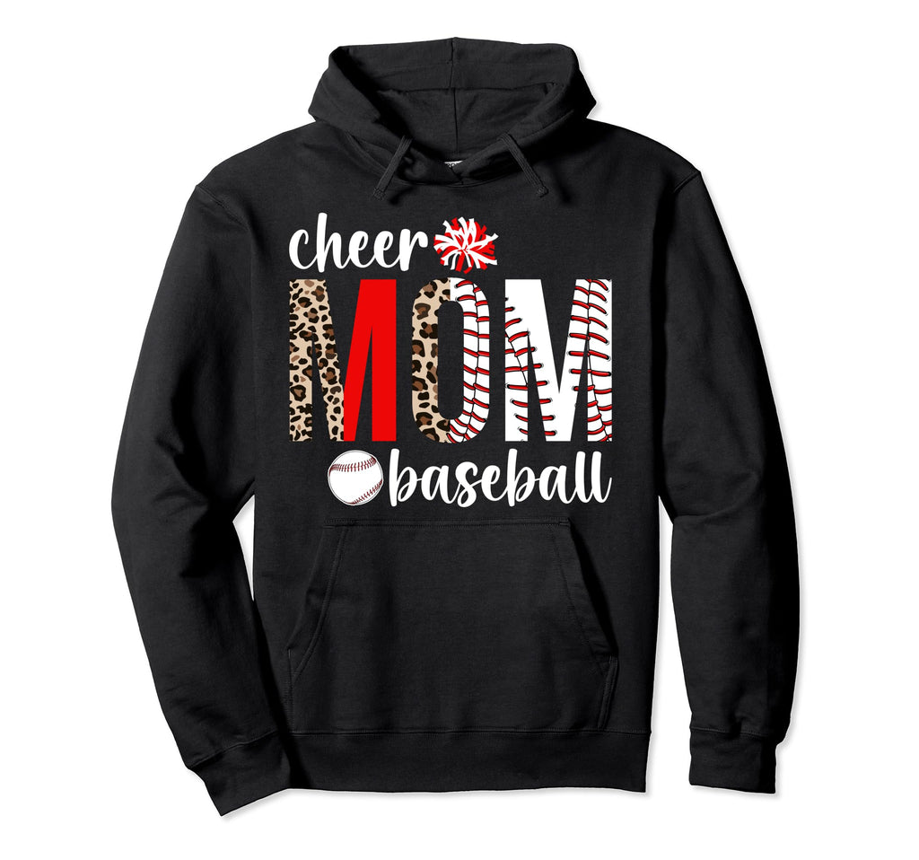 Cheer And Baseball Mom Leopard Baseball Hoodie - Minimalist Print Unisex - T-Shirt, Sweatshirt, Hoodie