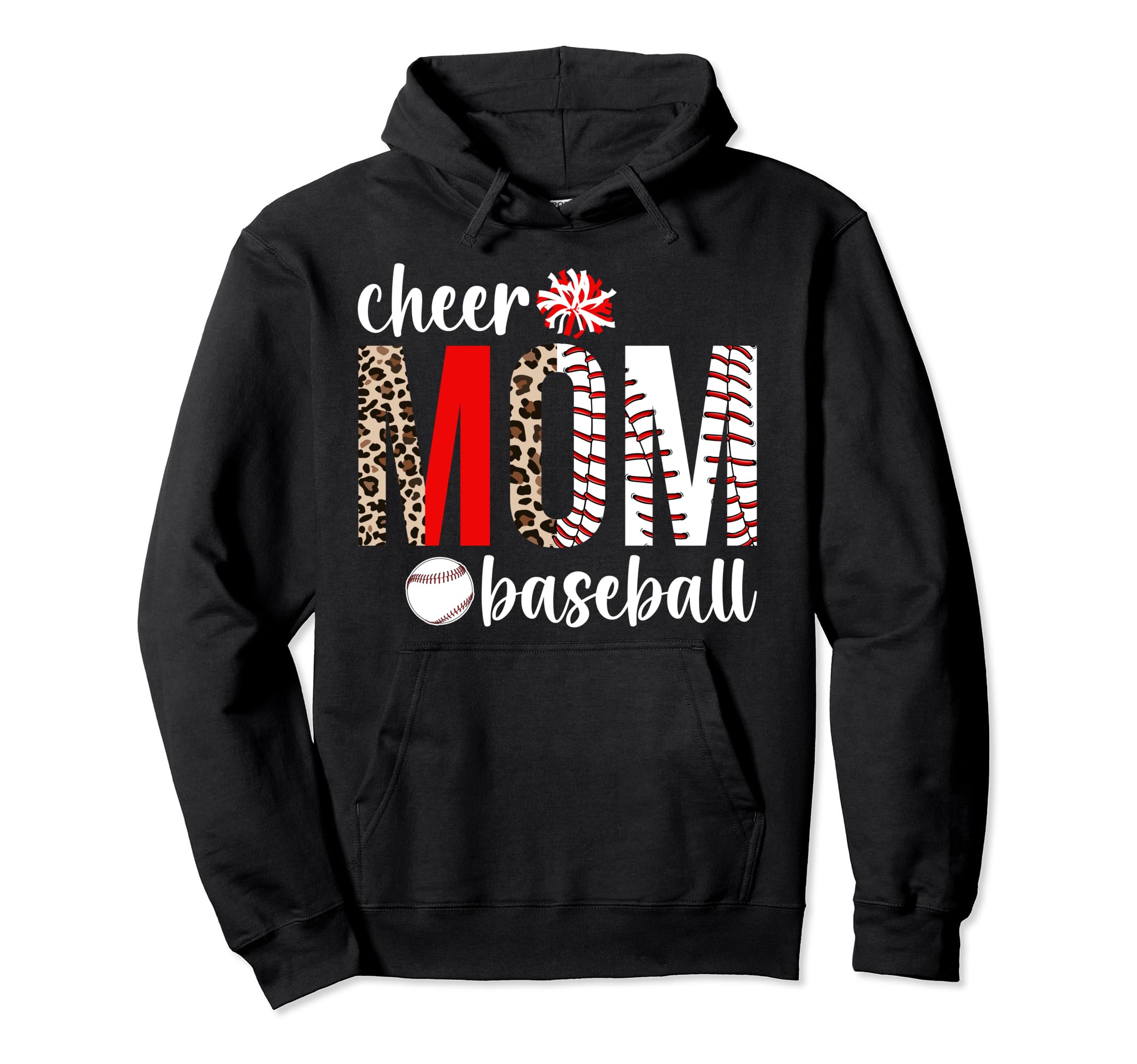 Cheer And Baseball Mom Leopard Baseball Hoodie - Minimalist Print Unisex - T-Shirt, Sweatshirt, Hoodie